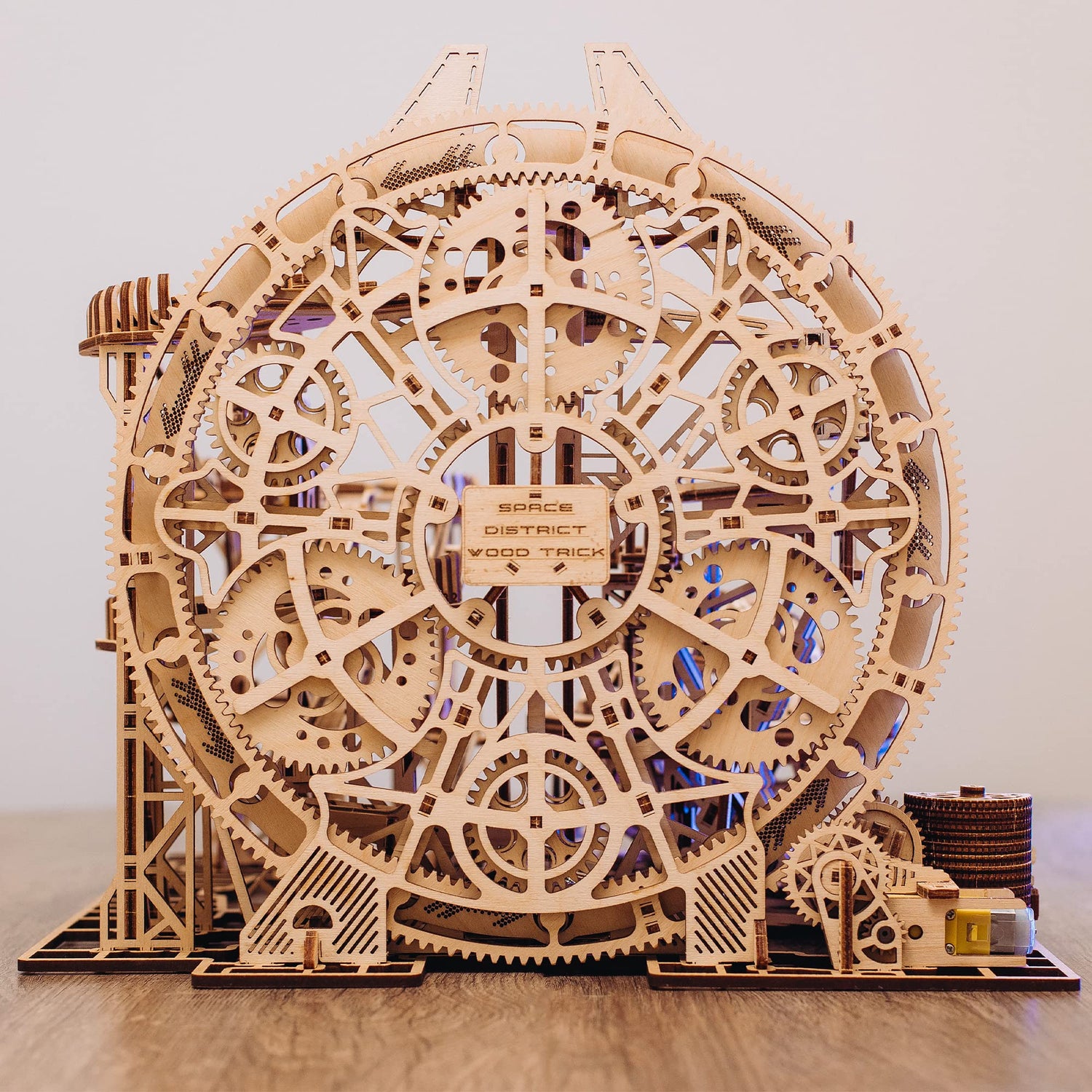 Wood Trick Wooden Marble Run 3D Wooden Puzzles for Adults and Kids to Build - 15x14 in - Electric Driven - Roller Coaster Wooden Model Kits for Wood Trick