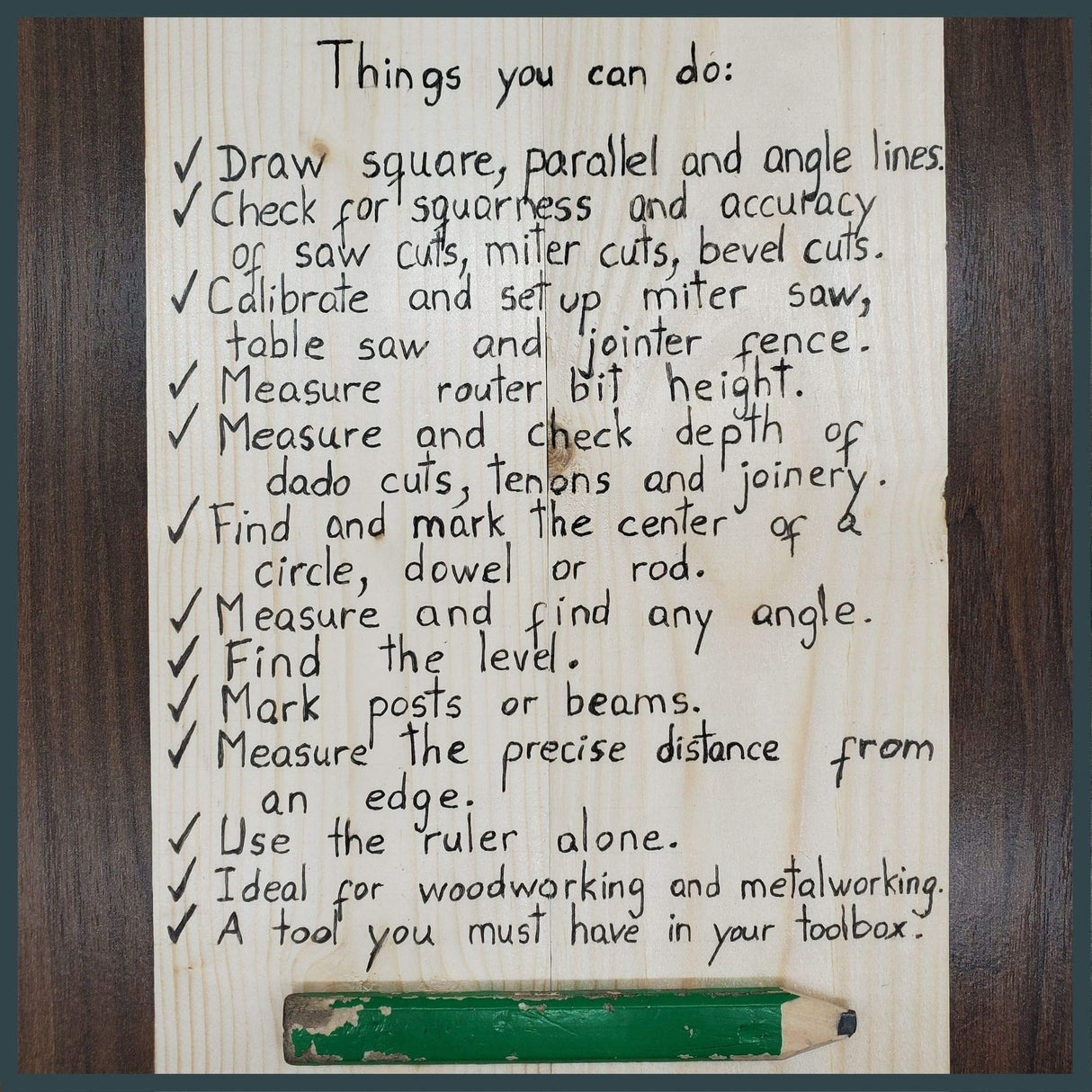 Combination Square Set with Protractor, Woodworking Square, Carpenter Square, 12’’ Bevel Ruler, 180 Degree Angle Finder, Ideal for Woodworking, The Chilcos