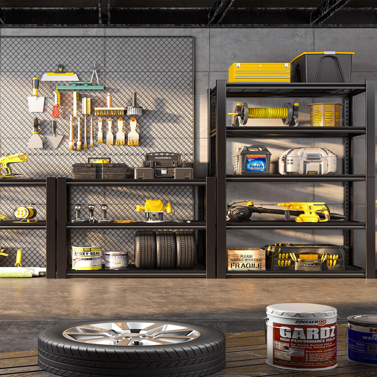 REIBII Garage Shelving Heavy Duty Storage Shelves Holds 2000LBS, Adjustable Metal Shelving Garage Storage Shelves Garage Shelf Industrial Shelving REIBII