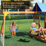 SuniBoxi Wooden Swing Set/Playset Made for Small Yards and Kids Toddlers Age 3-6, 6-in-1 Playground Set with Picnic Table Drawing Board Sandboxes SuniBoxi