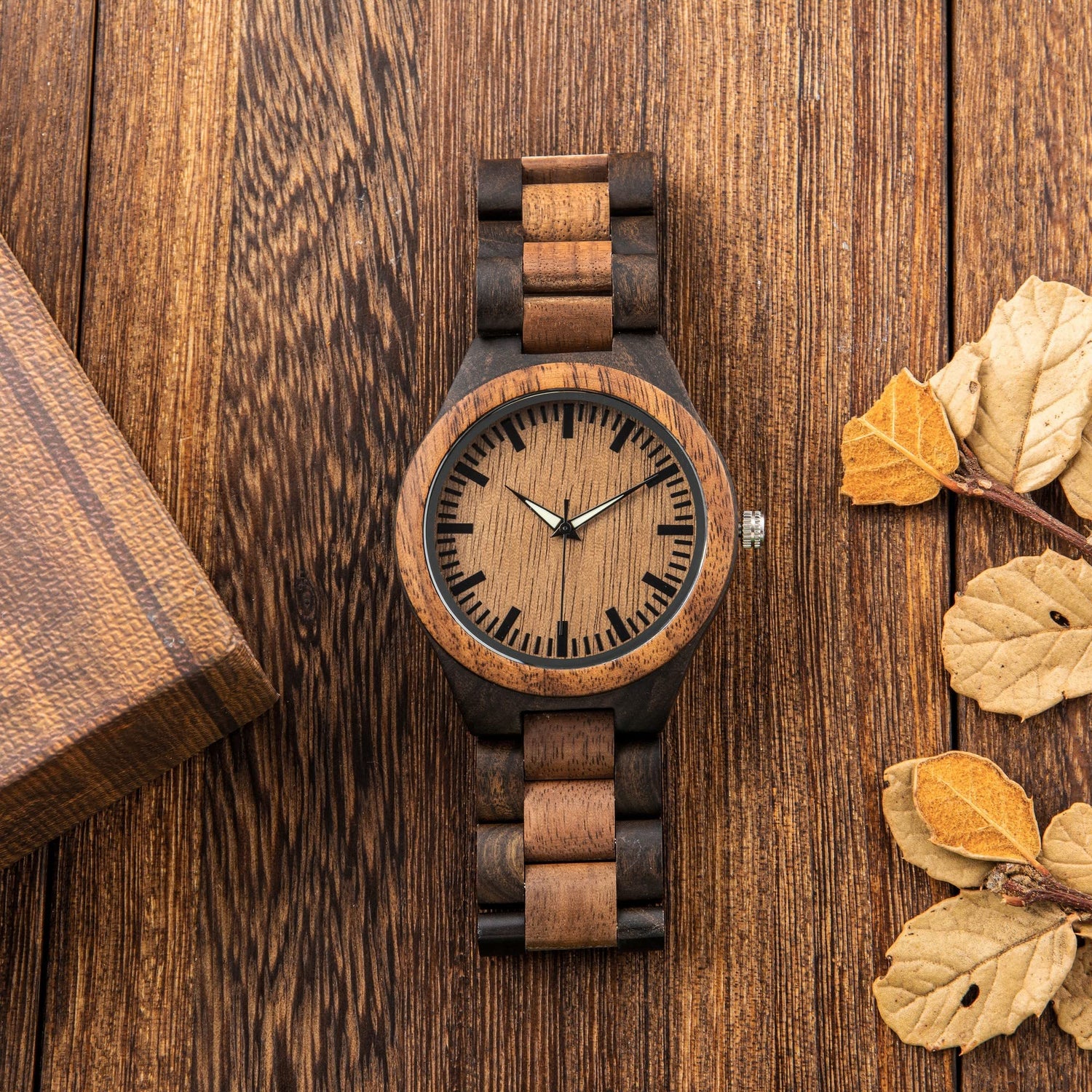 LMWOOD Engraved Wood Watch for Men Personalized Wooden Watch Anniversary Birthday Watch for Husband Boyfriend Dad Son with Customized Engraving LMWOOD