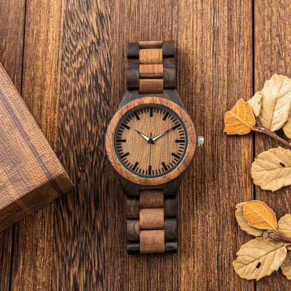 LMWOOD Engraved Wood Watch for Men Personalized Wooden Watch Anniversary Birthday Watch for Husband Boyfriend Dad Son with Customized Engraving - WoodArtSupply