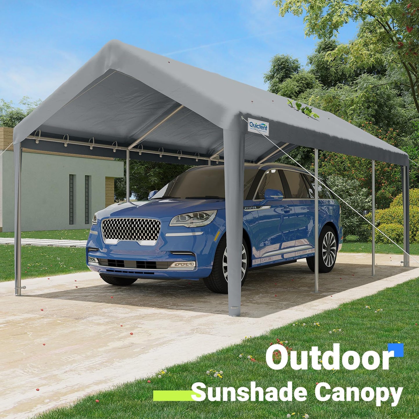 Quictent 12'x20' Carport with Roll-up Ventilated Windows, Anti-Snow Car Port Heavy Duty Car Canopy RV Carport Canopy Portable Garage Shelter Boat - WoodArtSupply