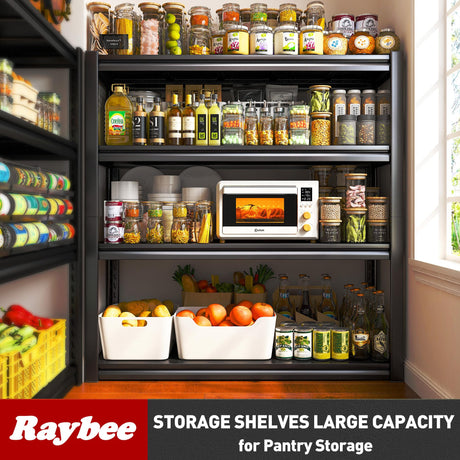 Raybee 40" Wide Storage Shelves Garage Shelving, 2 Pack, Heavy Duty Shelving, Adjustable 4 Tier Metal Shelves for Warehouse, Pantry, Kitchen 40" W Raybee