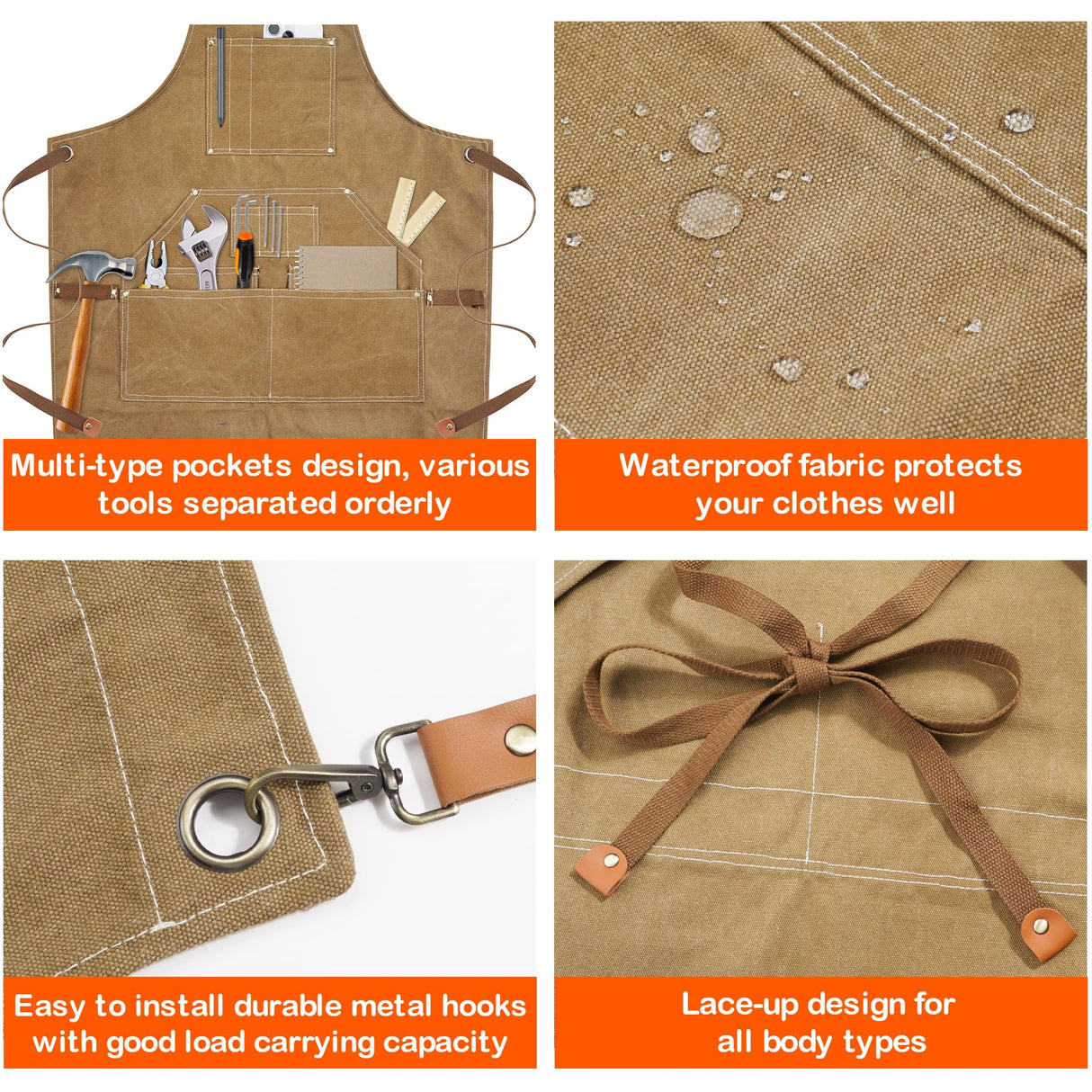 Yxiang Woodworking Apron for Men,Work Apron with 11 Tool Pockets Heavy Duty Waxed Canvas Workshop Tool Aprons Yxiang