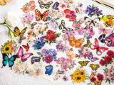 Knaid 300 Pieces Assorted Butterfly and Flower Stickers, Transparent Butterflies Floral Resin Decals Aesthetic Journaling Scrapbook Stickers for Card Knaid