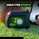 Slime 40050 Tire Inflator, Portable Car Air Compressor, with Analog 100 psi Dial Gauge, Long Hose and LED Light, 12V, 8 min Inflation Slime