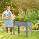 Raised Garden Bed with Legs, 31x16x31'', Outdoor Wood Elevated Planter Box, Grey Cedar, Thick Legs, w/Liner SoliWood