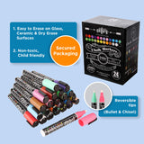 Loddie Doddie Liquid Chalk Markers | Dust Free Chalk Pens - Perfect for Chalkboards, Blackboards, Windows and Glass | 6mm Reversible Bullet & Chisel Loddie Doddie