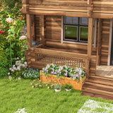 S AFSTAR Wooden Raised Garden Bed, Outdoor Rectangular Planter Box W/ Drainage Holes, Wood Raised Planter for Vegetable Fruit Flower, Rise Planter S AFSTAR