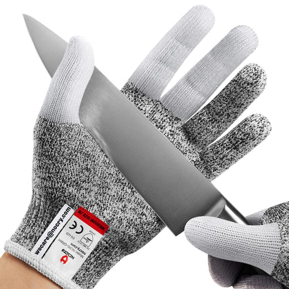 NoCry Cut Resistant Work Gloves for Women and Men, with Reinforced Fingers; Comfortable, 100% Food Grade Kitchen Cooking Gloves; Ambidextrous Safety