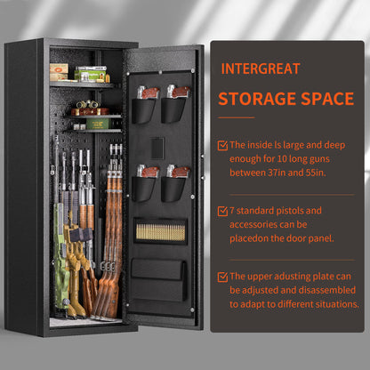 INTERGREAT 10-12 Gun Rifle Safe for Home Rifle and Pistols, Long Gun Safes for Rifle and Shotgun,Quick Access Shotguns Rifle Cabinet with Fingerprint - WoodArtSupply