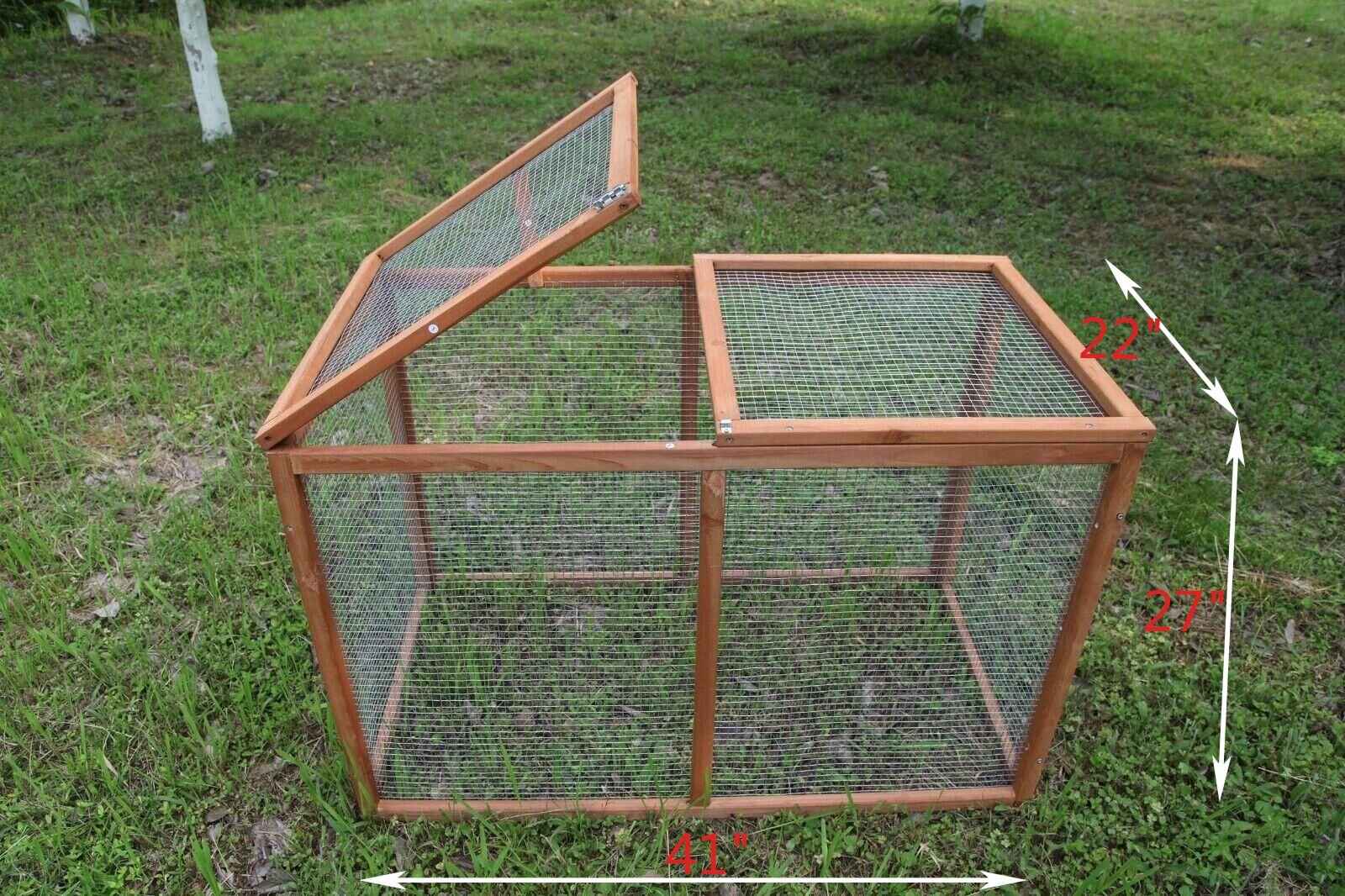 ECOLINEAR Outdoor 40'' Wooden Run Cage Chicken Coop Hen House Poultry Pet Hutch Garden Backyard (Run Cage) - WoodArtSupply