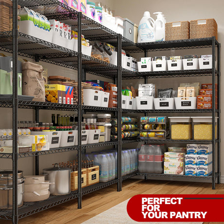 REIBII 58''W Storage Shelves Load 1400LBS Wire Shelving Unit 5 Tier Metal Shelving for Storage Rack Shelves for Storage Heavy Duty Garage Shelf REIBII