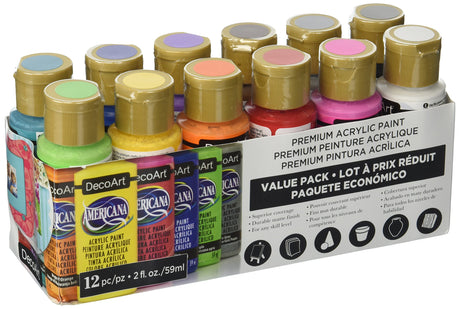 Decoart Americana Acrylic Paint Value Pack 12pc, 2 Fl Oz (Pack of 12) DecoArt