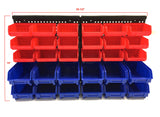 MaxWorks 80694 30-Bin Wall Mount Parts Rack/Storage for your Nuts, Bolts, Screws, Nails, Beads, Buttons, Other Small Parts,Blue and Red MaxWorks