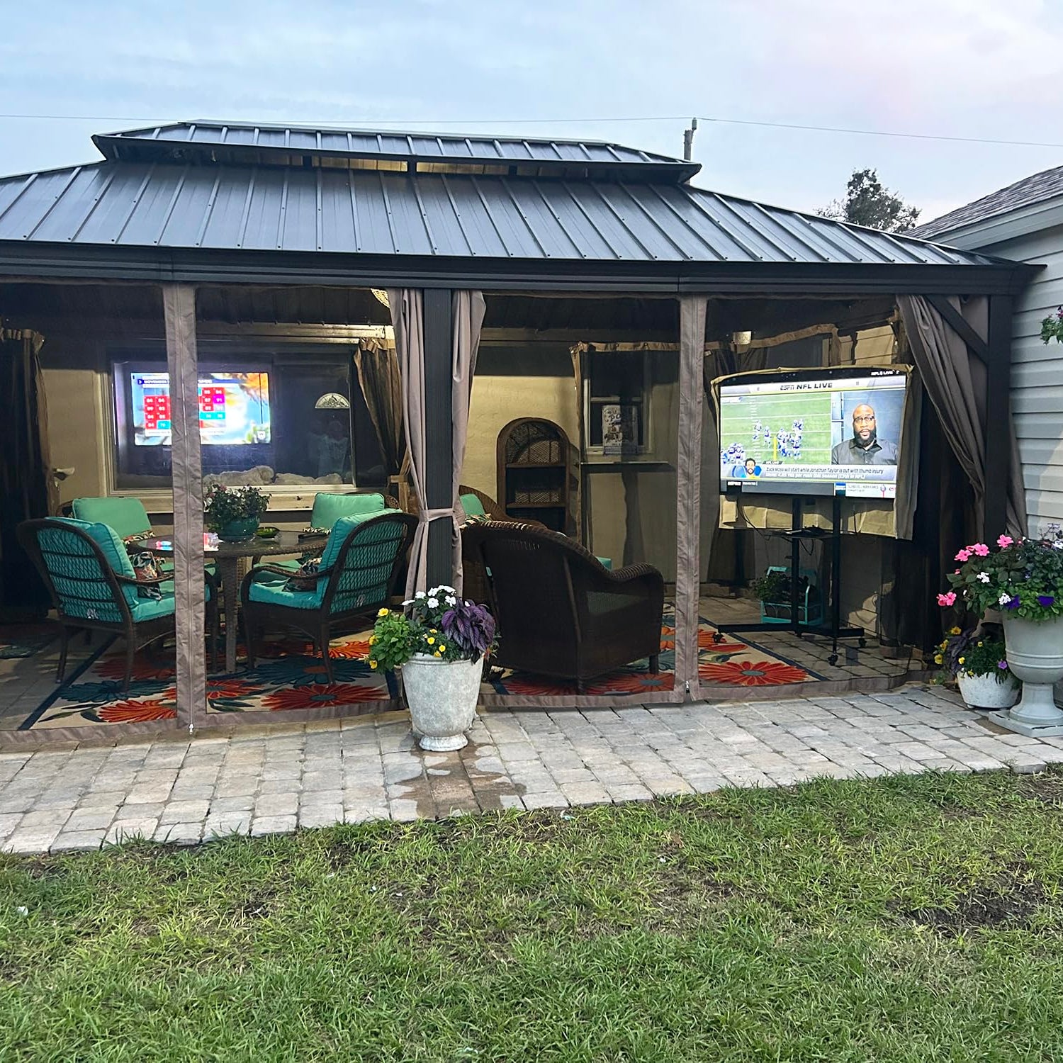 Domi Outdoor Living 12’ X 20’ Hardtop Gazebo, Outdoor Aluminum Frame Canopy with Galvanized Steel Double Roof, Outdoor Permanent Metal Pavilion with domi outdoor living