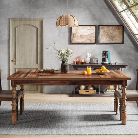 Tribesigns 62” Wood Dining Table for 4-6 People, Farmhouse Large Rectangle Kitchen Table, Dinner Table Breakfast Table Kitchen & Dining Room Tribesigns