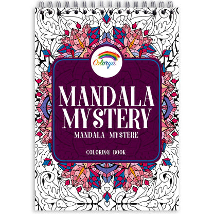 Mandalas Mystery Adult Coloring Books by Colorya - A4 Size - Coloring Books by Number for Men and Women - Premium Quality Paper, No Medium Bleeding,
