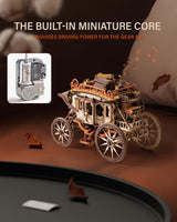 ROBOTIME Stagecoach Wooden Music Box Puzzle AMKA1, Valentines Day Gift 3D Wooden Puzzles for Adults, Mechanical 3D Model to Build, Birthday ROBOTIME