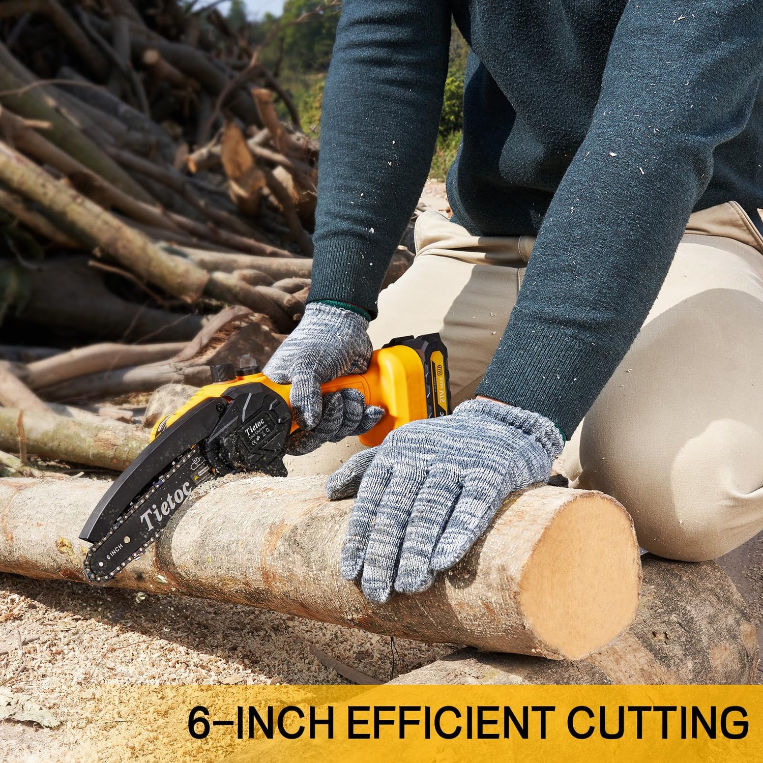 tietoc Mini Chainsaw Cordless, 6 Inch Mini Chain Saw Cordless With Security Lock [Seniors Friendly], Super Handheld Chain Saws Battery Powered With tietoc