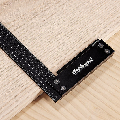 Woodraphic Precision Square 8-inch Guaranteed T Measurements Ruler for Measuring and Marking Woodworking Carpenters - Aluminum Steel Framing - WoodArtSupply