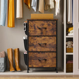 EnHomee Nightstand Set of 2, Night Stand with 3 Drawers for Bedroom, Bedside Table with Wooden Top, Sturdy Steel Frame End Table, Small Dresser for EnHomee