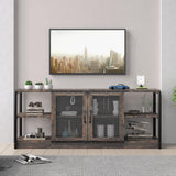 IDEALHOUSE TV Stand for 65+ Inch TV, Industrial Entertainment Center TV Media Console Table, Farmhouse TV Stand with Storage and Mesh Door, TV IDEALHOUSE