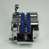 Chrome Ultima 4-piston Billet Aluminum Motorcycle Brake Caliper WITH PADS - Mounting Kits Also Available - Harley Chopper Bobber Cafe Racer Billet Proof Designs
