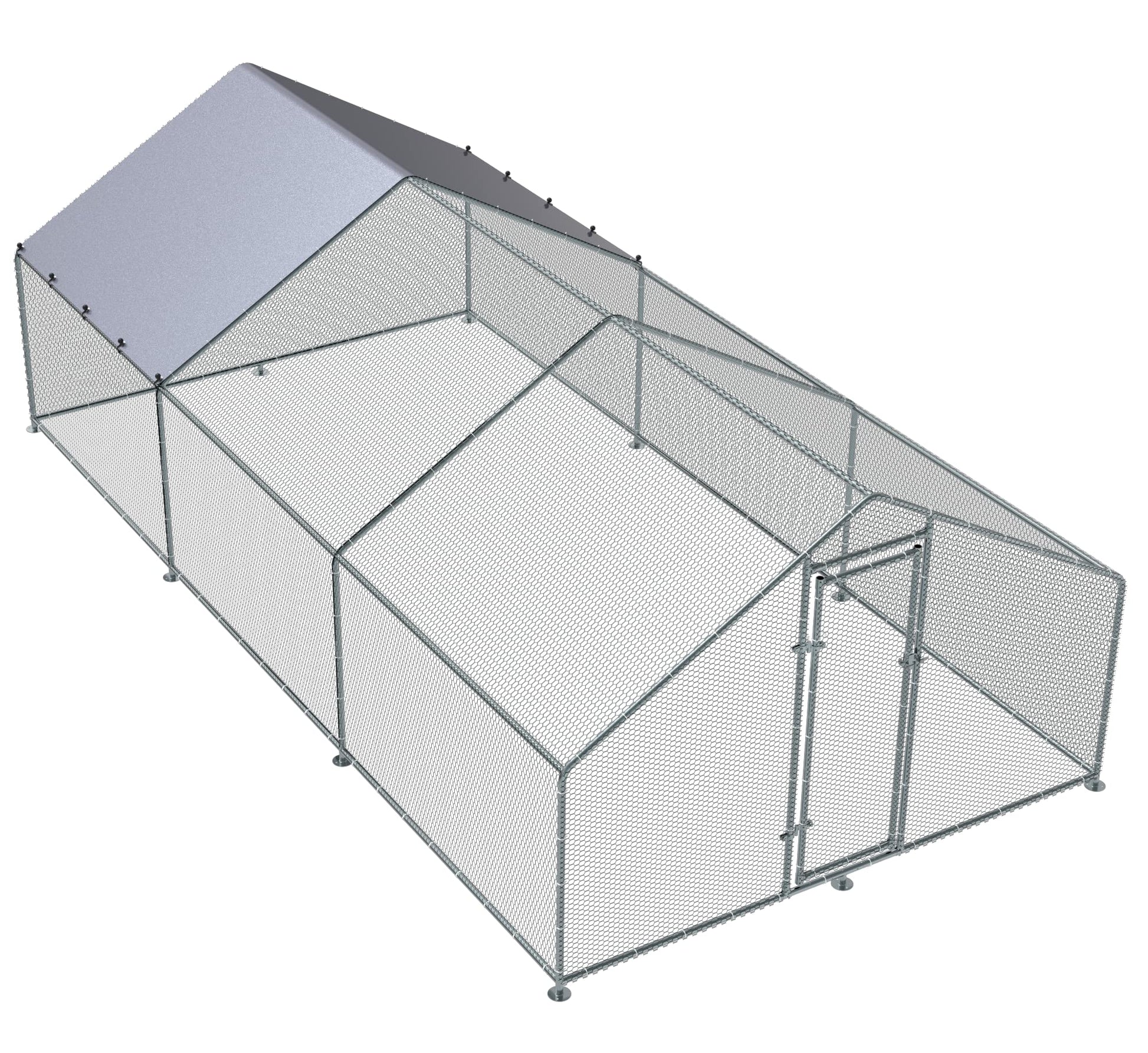 Large Chicken Coop Walk in Metal Runs with Cover Outdoor Pet Pens Poultry Cage Duck Rabbit House Backyard Use 1'Tube(19.2'Lx9.84'Wx6.6'H) - WoodArtSupply