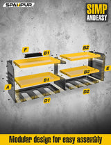 Spampur Power Tool Organizer Wall Mount with Charging Station, 6 Drill Holders Tool Shelf, Heavy Duty Garage shelves Utility Tool Storage, Tool Spampur