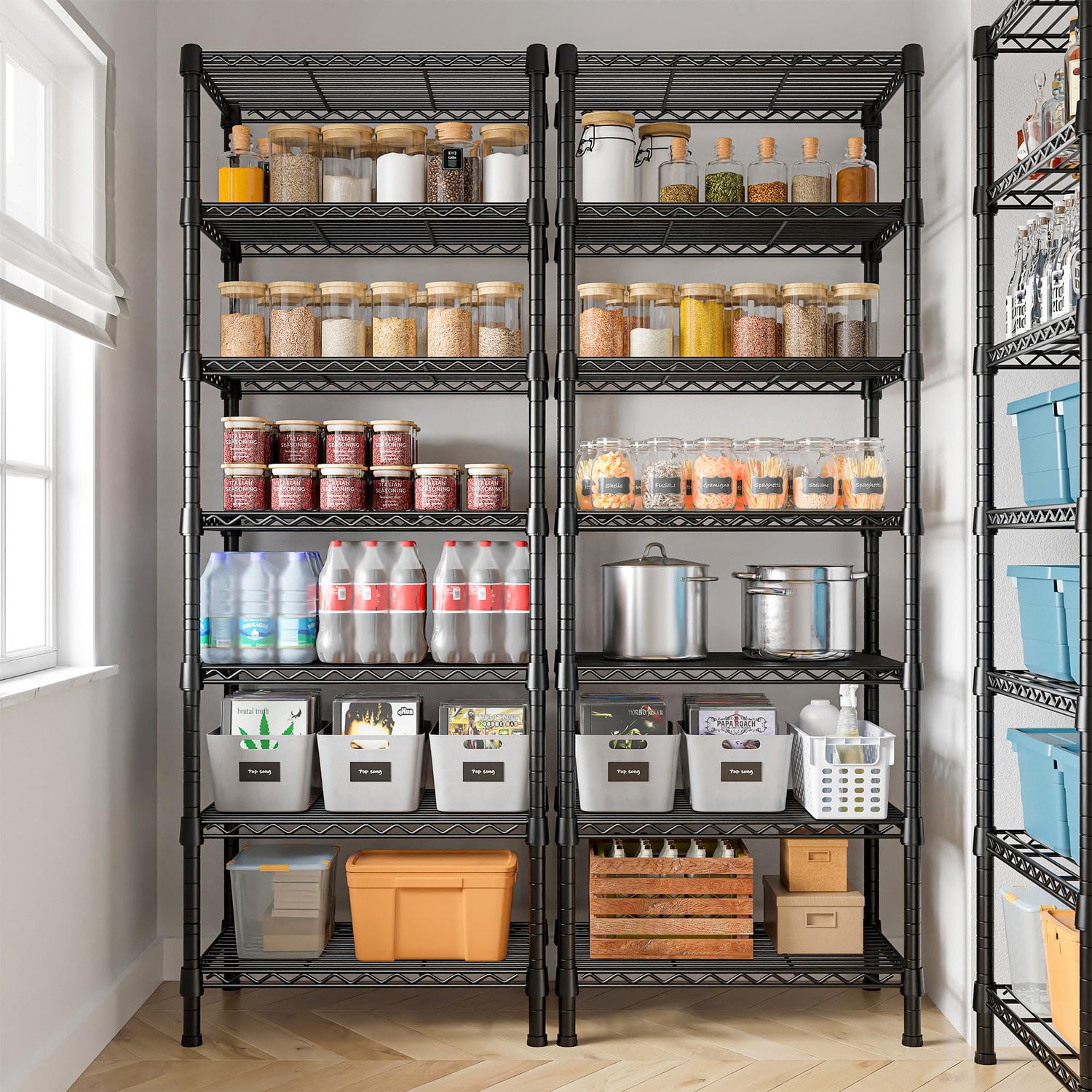 REIBII 71’’H Wire Shelving Rack 7-Tier Metal Shelving Units and Storage Shelves Loads 1176 LBS Adjustable Garage Shelving Heavy Duty Metal Shelves REIBII
