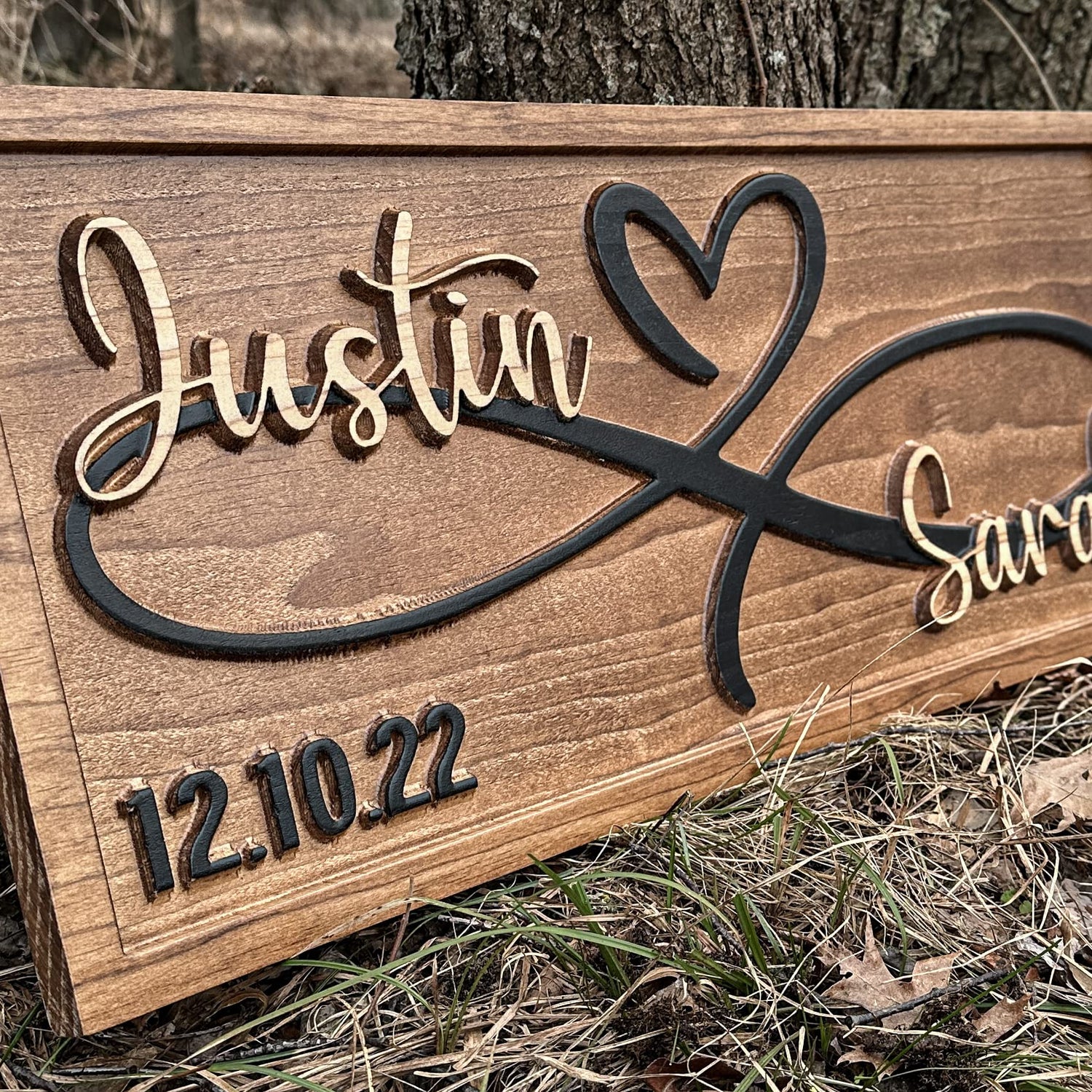 Personalized Heart Wall Decor | Wedding Gift for Couple | Wood Infinity Sign Wedding Date Engagement Anniversary Gift Bridal Shower Gift 3D Woodworker