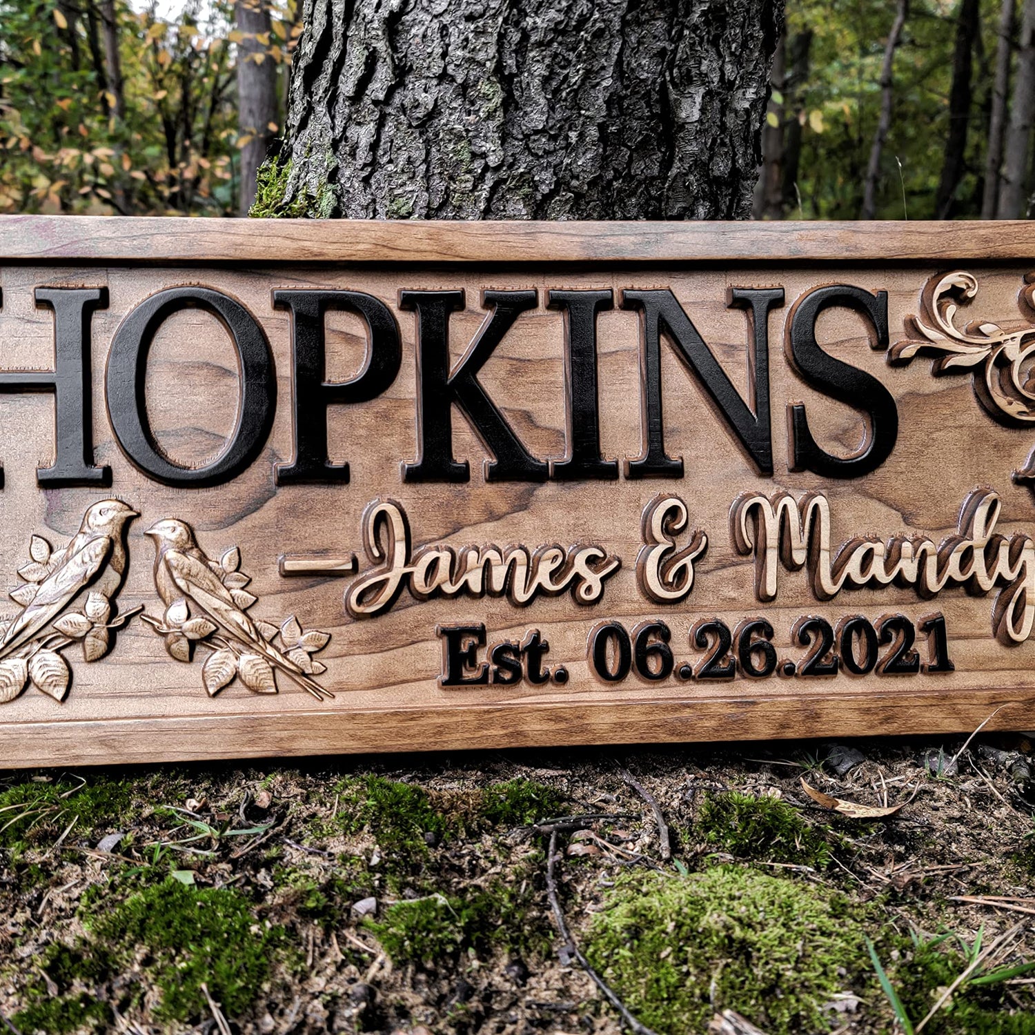 Rustic Wedding Decor | Personalized Wedding Gifts | Custom Wedding Signs | Last Name Sign | Love Bird Wall Decor | Bridal Shower Sign | Wood Garden 3D Woodworker
