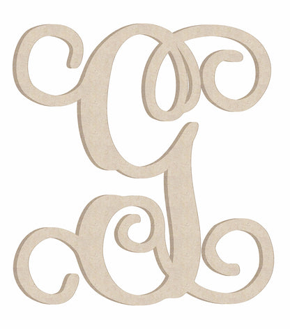 9'' Tall Wooden Letters G Vine Monogram Unfinished Craft, Wood MDF Script Monogram Letter for Wedding Initial Decor, Paintable Cutout