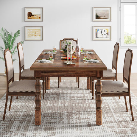 Tribesigns 62” Wood Dining Table for 4-6 People, Farmhouse Large Rectangle Kitchen Table, Dinner Table Breakfast Table Kitchen & Dining Room Tribesigns