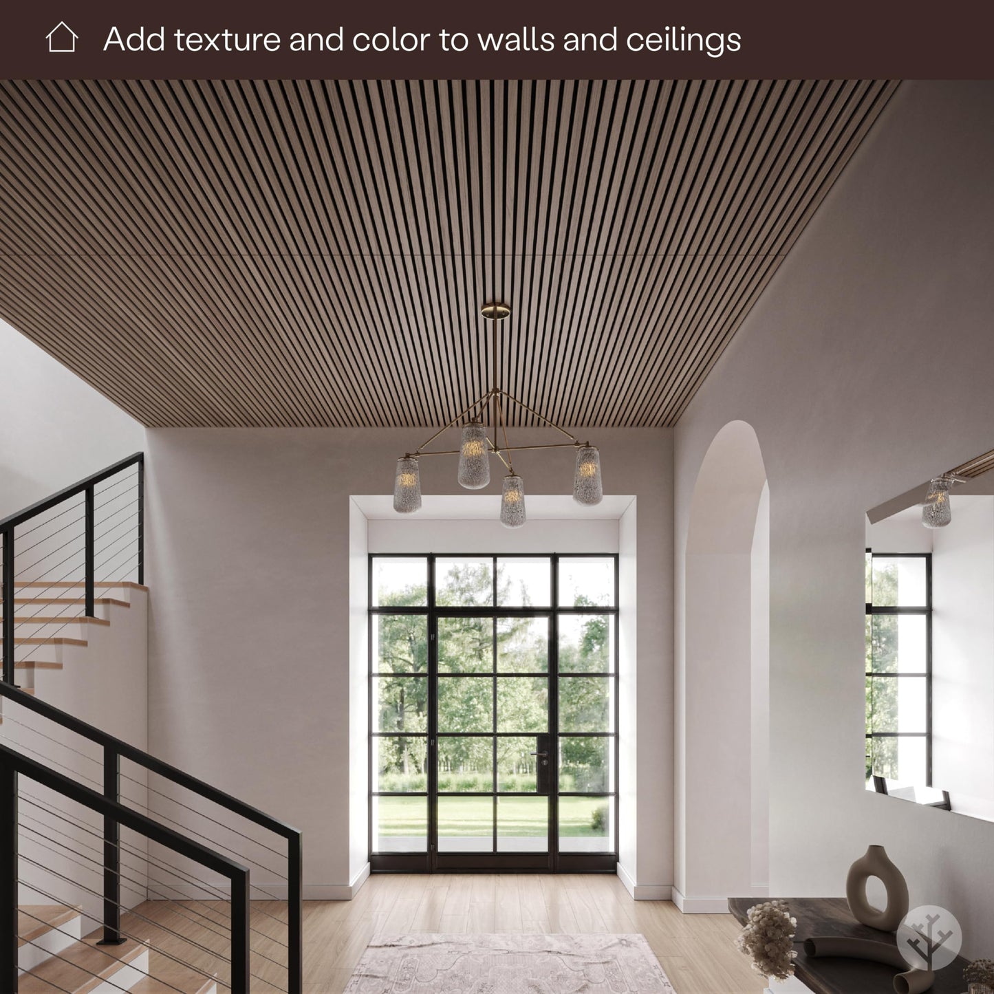 SLATPANEL Two Acoustic Wood Wall Veneer Slat Panels - Natural Walnut | 94.49” x 12.6” Each | Soundproof Paneling | Interior Sound Absorption Decor |