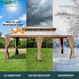 GAZEBEST 12'x20' Hardtop Gazebo Outdoor Aluminum Patio Gazebo Double Roof Galvanized Steel Gazebo Canopy Wooden Finish Coated with Netting and GAZEBEST