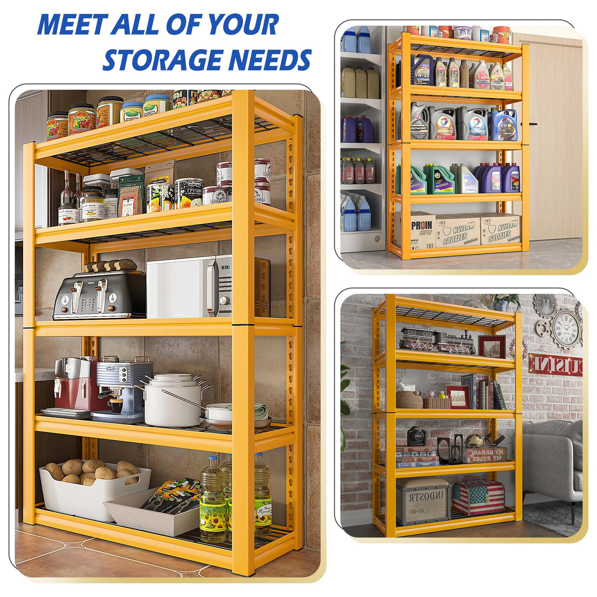 REIBII 72" H Garage Shelving Heavy Duty 2000LBS Garage Storage Shelves Metal Shelving Unit 5-Tier Garage Shelves for Storage Rack Shelf for REIBII