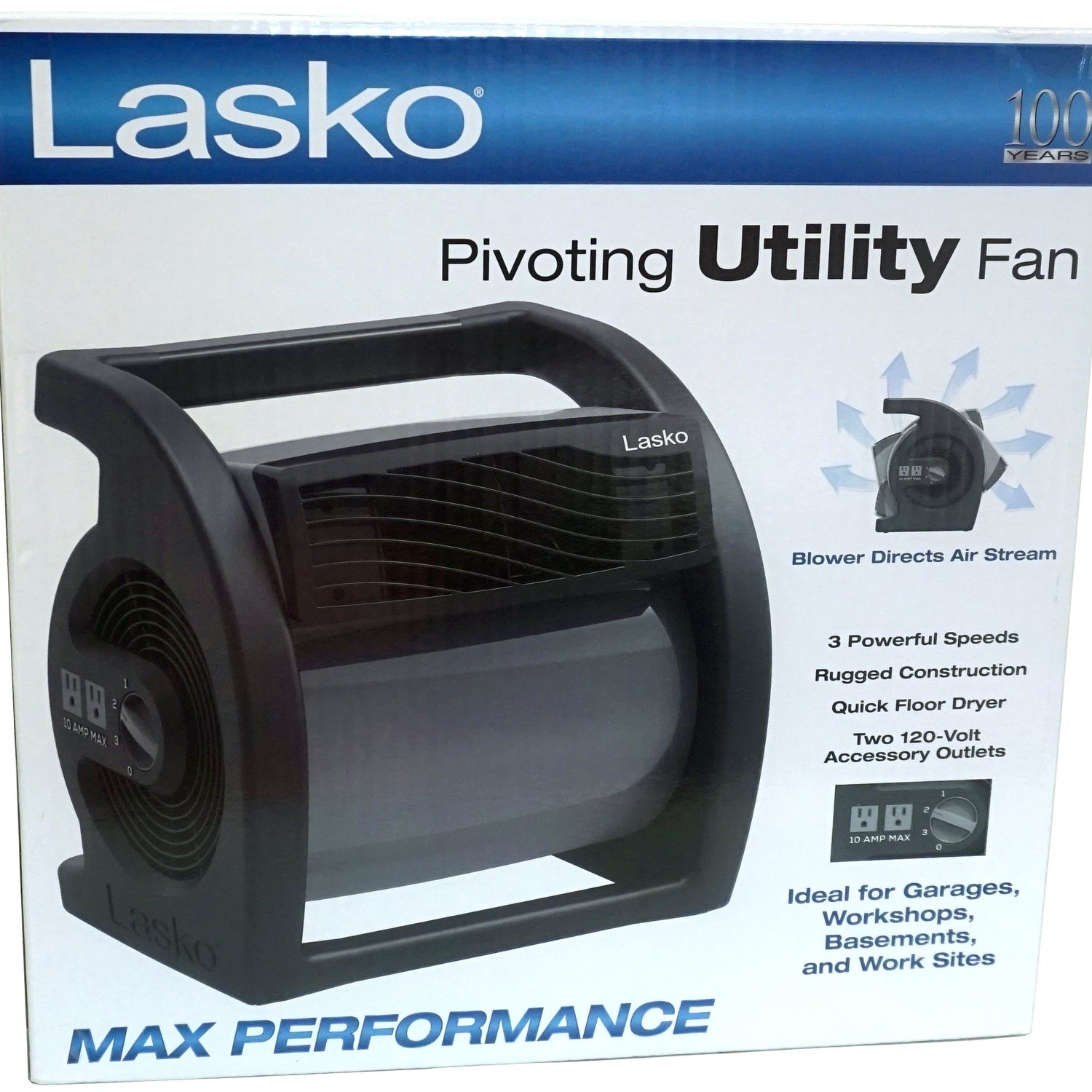 Lasko Max Performance Pivoting Utility Fan Model U15720 Lasko