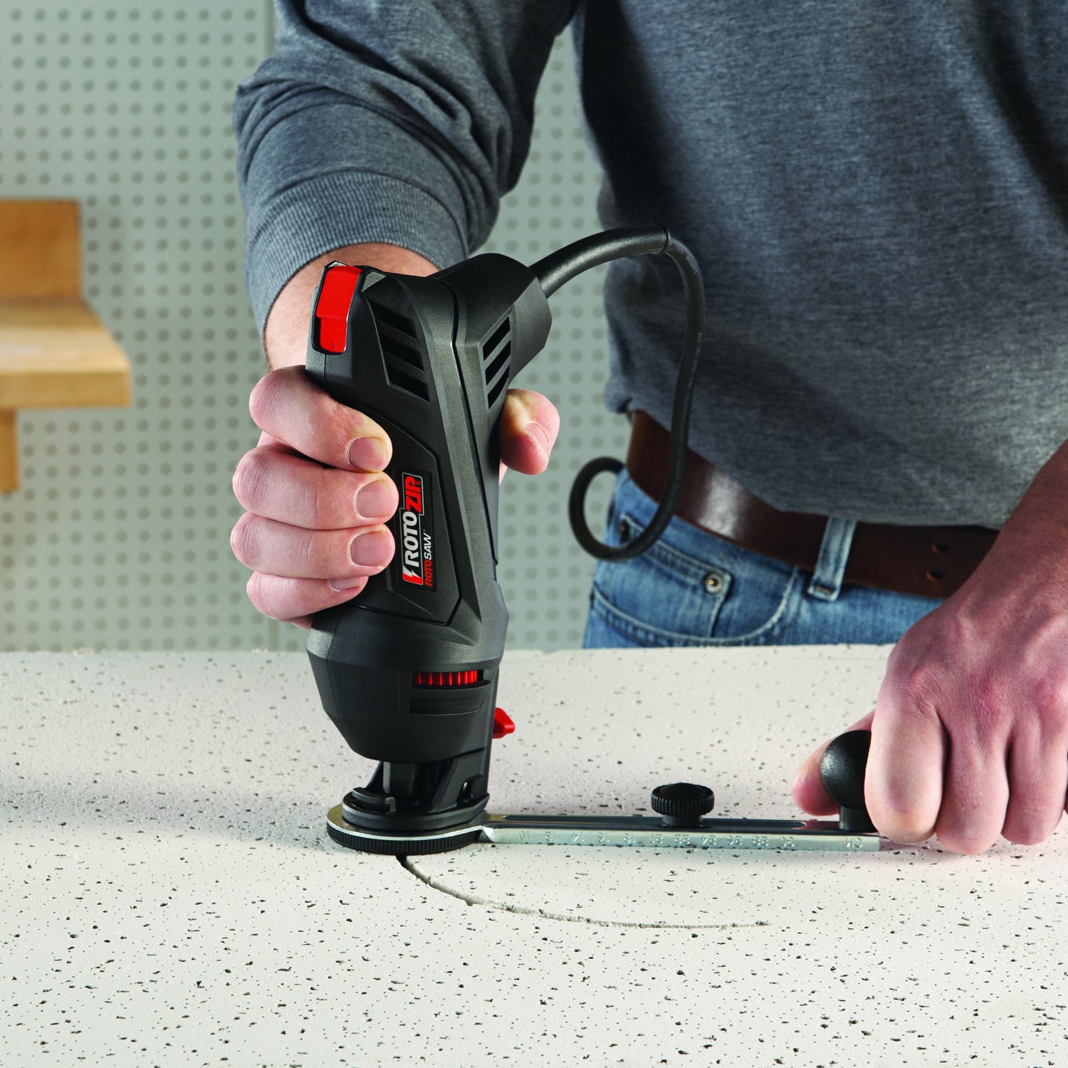 Rotozip SS355-10 5.5 Amp High Performance Spiral Saw Tool Kit with (3) Collects and (2) Bits, Compact & Lightweight - Ideal for Plunge Cuts, Freehand RotoZip