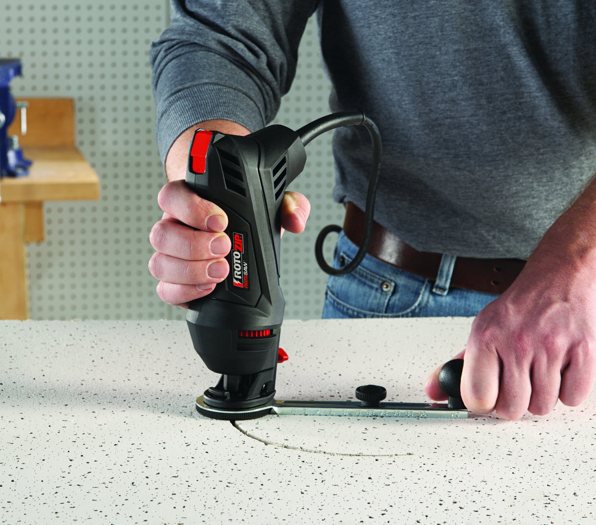 Rotozip SS355-10 5.5 Amp High Performance Spiral Saw Tool Kit with (3) Collects and (2) Bits, Compact & Lightweight - Ideal for Plunge Cuts, Freehand RotoZip