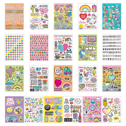 Just My Style 1500+ Stickers, Kawaii Y2K Sticker Book with Positivity Quotes, Sweet Treats, Unicorns, Fun Craft Stickers, for Girls Kids Teens Adults - WoodArtSupply