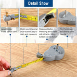 Dreyoo 6.56 ft Rotape Tape Measure Compass with 10 Pencil Leads, Measure Beam Compass for Drawing Circles and Lines, Retractable Circle Drawing Tool Dreyoo
