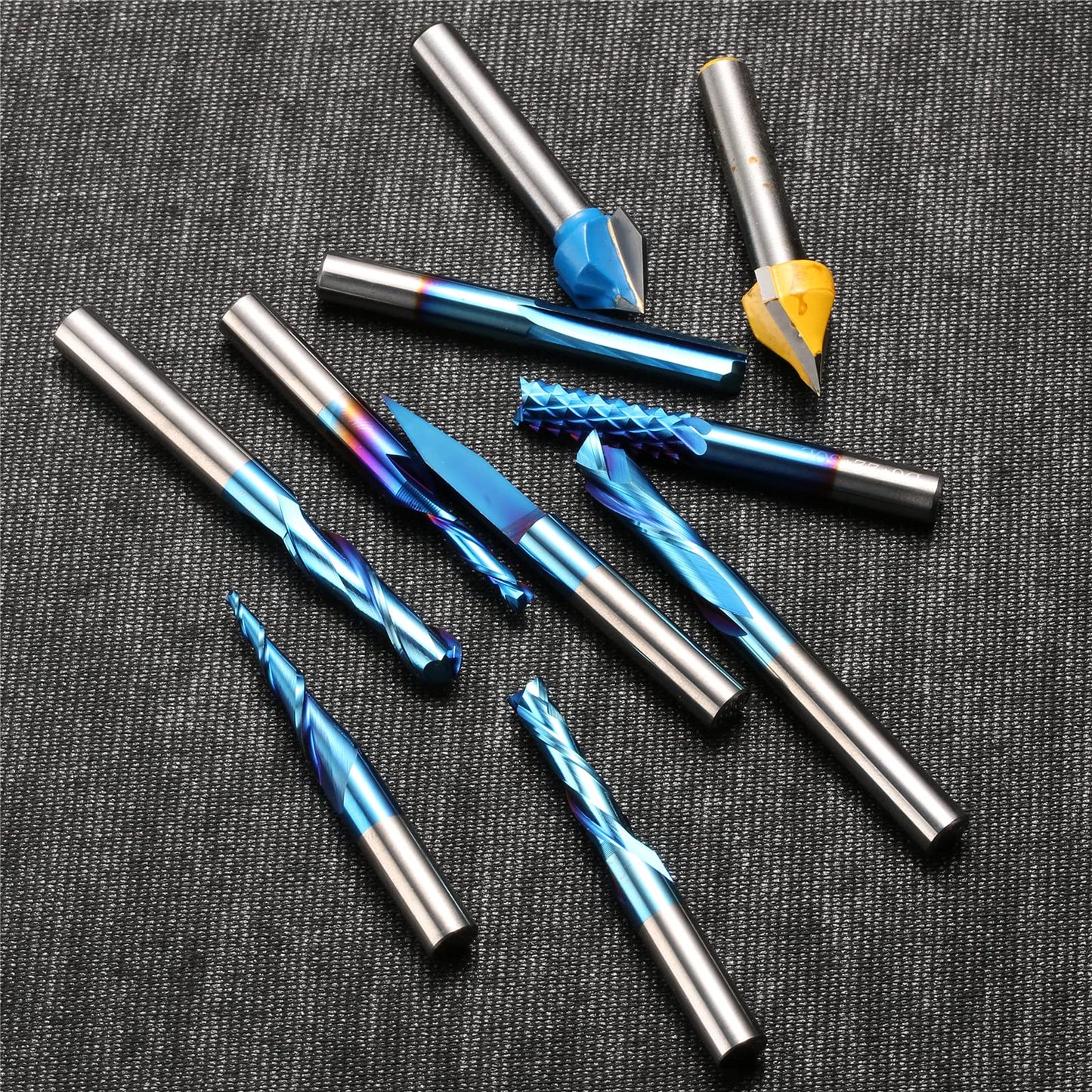 Genmitsu General Purpose CNC Router Bit Collection, 1/4" Shank, Nano Blue Coating, MC10A - WoodArtSupply