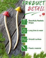 Taiyin 2 Pcs Mushroom Hair Stick Christmas Hair Sticks for Long Hair Chinese Hair Chopsticks for Women Girl Hair Sticks for Buns Cute Print Hair Taiyin