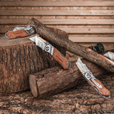 WORKPRO Folding Utility Knife with Belt Clip and Extra 10-piece Blades, Wood Handle Heavy Duty Cutter, Quick-change & Back Lock WORKPRO