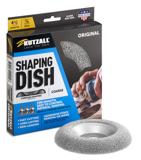 Kutzall Original Shaping Dish - Coarse, 4-1⁄2" (114.3mm) Dia. X 7⁄8" (22.2mm) Bore - Woodworking Angle Grinder Attachment for DeWalt, Bosch, Kutzall