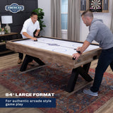 American Legend Kirkwood 84” Air Powered Hockey Table with Rustic Wood Finish, K-Shaped Legs and Modern Design American Legend