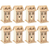 7.5" Wooden Townhouse Birdhouse by Make Market - Unfinished Birdhouse Made of 100% Wood, Outdoor Nesting Boxes - Bulk 6 Pack Make Market